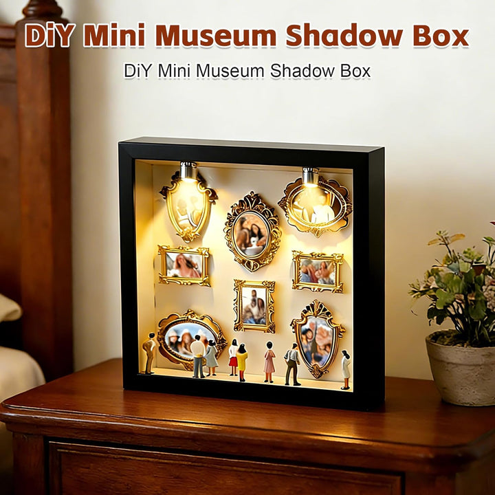DIY Mini Museum Silhouette Box, Mini Bilderrahmen Vintage, Museum of Us - LED Licht, Figuren Mensche