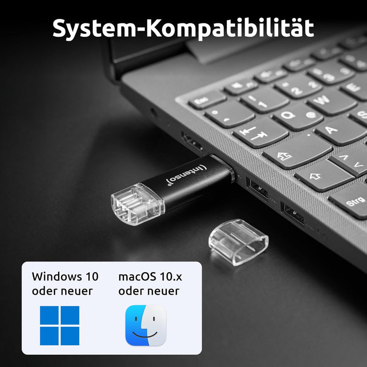 Intenso Twist Line 16 GB, Dual USB-Stick 3.2, USB-C und USB-A, 70MB/s | für OTG-fähige Smartphones &