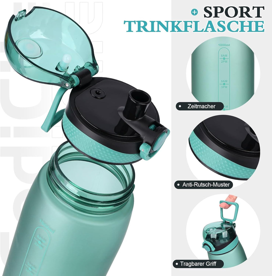 CodiCile Trinkflasche 1L, Wasserflasche 1L BPA-Frei, Auslaufsichere 1 Liter Trinkflasche, Tritan Spo