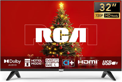 RCA TV 32 Zoll (80 cm) randlos LED HD Fernseher mit Triple Tuner (DVB-T/T2-C-S/S2), HDMI, CI+, USB-M