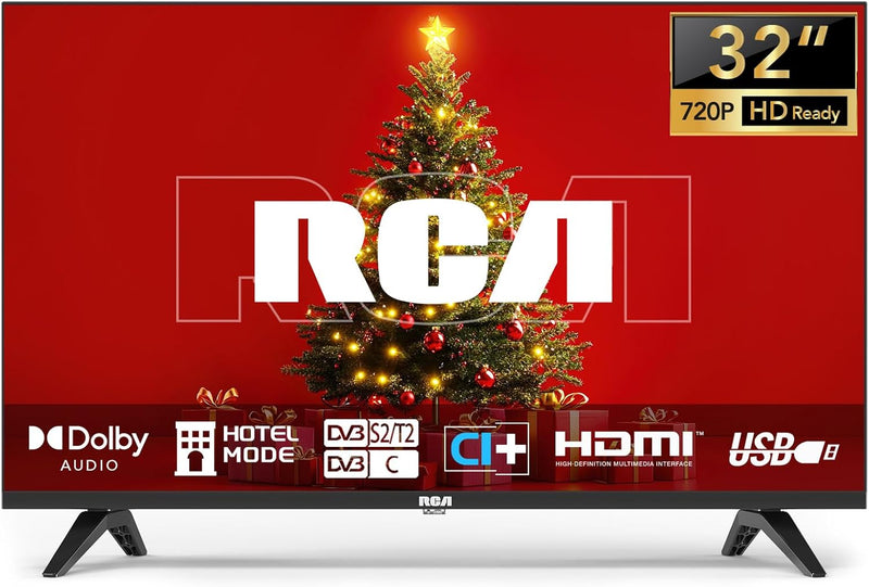 RCA TV 32 Zoll (80 cm) randlos LED HD Fernseher mit Triple Tuner (DVB-T/T2-C-S/S2), HDMI, CI+, USB-M