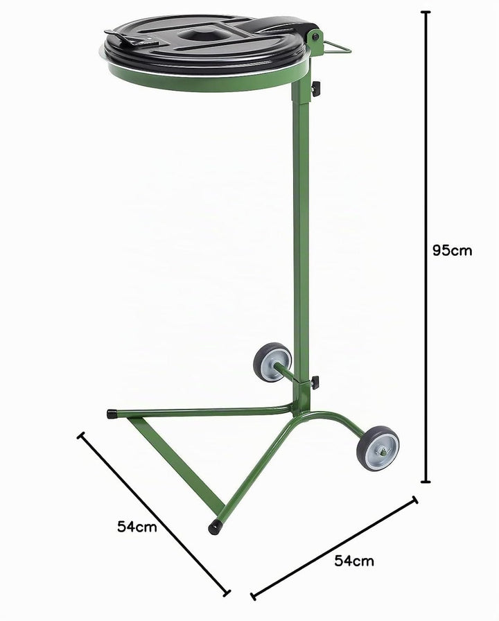 kaiserkraft | Müllsackständer | für Volumen 120 l | 2-Rad-Fahrgestell | grün | Kunststoffdeckel