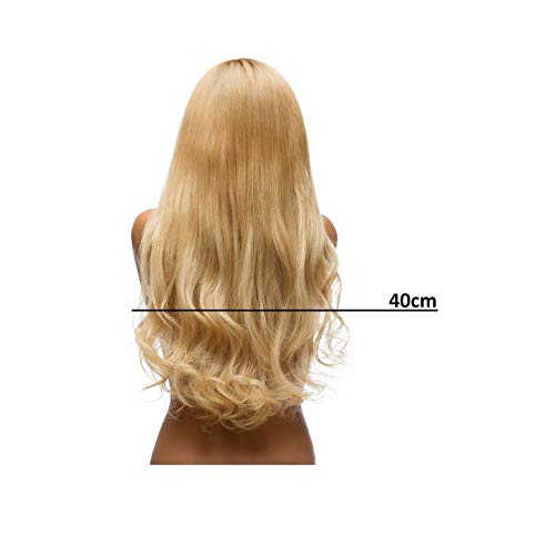 hair2heart Echthaar Tressen zum Einnähen Extensions Gewellt - 40cm 100g 6/3 dunkelblond gold #4 Brau