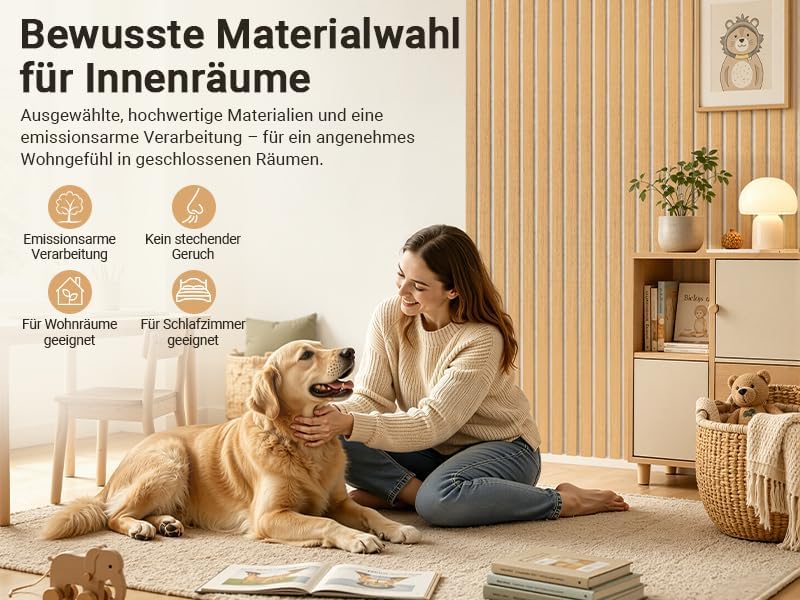 Fiqops Akustikpaneele Holz 120x60 cm, 4er Set, Eiche/Beige | 21 mm starke Akustikpaneele Holz mit MD