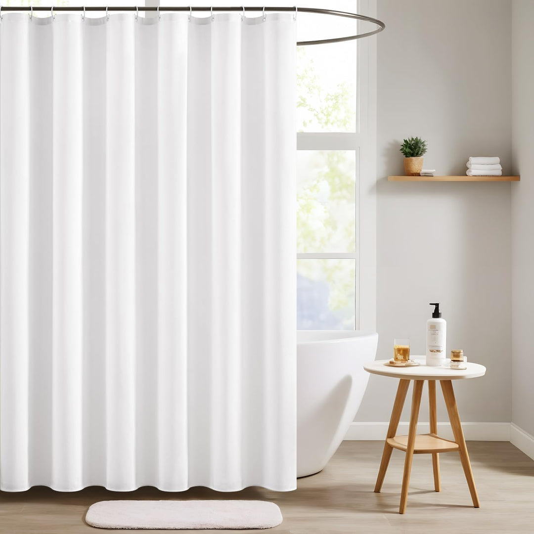 MIULEE Leinen Texturiert Duschvorhang 240x200 cm Weiss, Schwerer Hotel Luxus Polyester Wasserdicht D