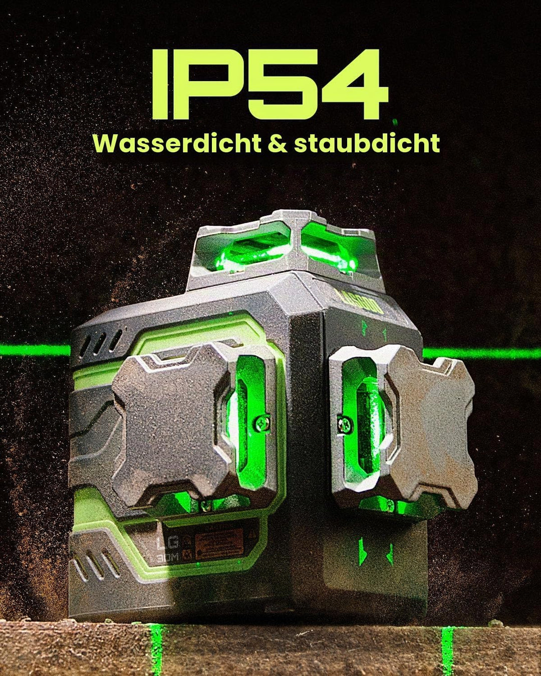 LasGoo LG-3DM Grüner Strahl-Laser-Nivelliergerät, selbstnivellierend, 3x360° Kreuzlinienlaser für Ba