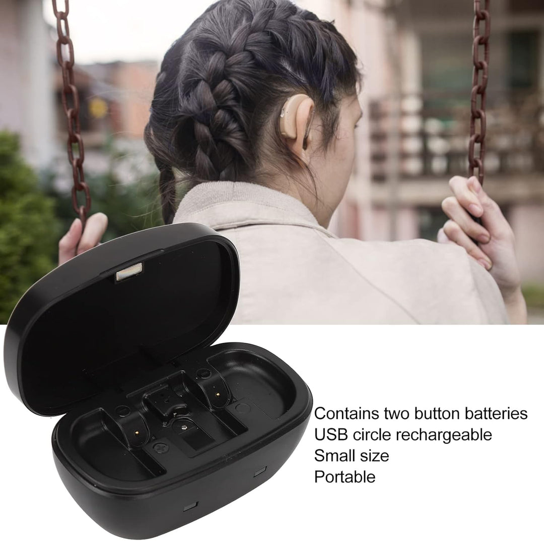 P13 Ladegerät für Hörgerätebatterien – Tragbares, wiederaufladbares Batterieset mit USB-Kabel und la