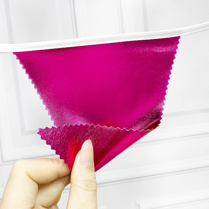 32Fuss Pinkfarbene Partydekorationen Dreieckiges Wimpelbanner Flagge Rosafarbener Metallischer Stoff