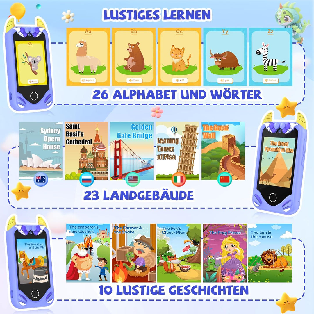 Kinder Handy Smartphone Mädchen Geschenke - Weihnachten Geburtstag Geschenke ab 3 4 5 6 Jahre Mädche