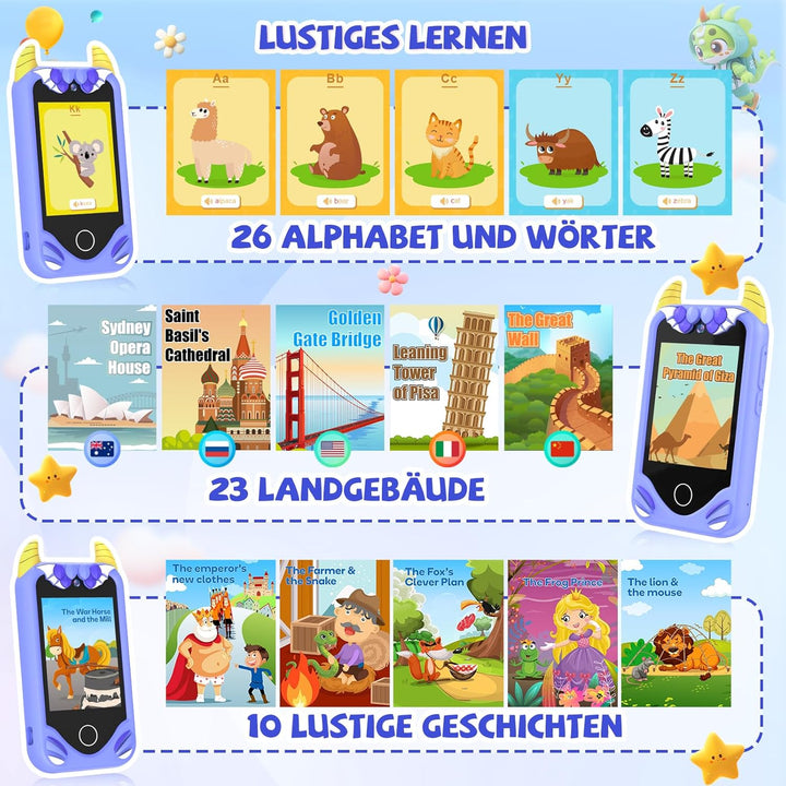 Kinder Handy Smartphone Mädchen Geschenke - Weihnachten Geburtstag Geschenke ab 3 4 5 6 Jahre Mädche