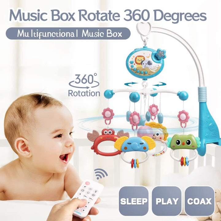 Mini Tudou Baby Mobile,Mobile Babybett mit Timing-Funktion & Stern Projektor,Fernsteuerung Spieluhr
