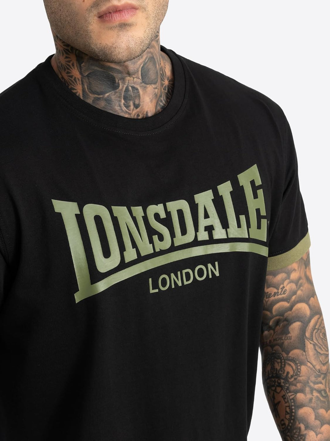 Lonsdale Herren Townhead T-Shirt M Black/Olive, M Black/Olive