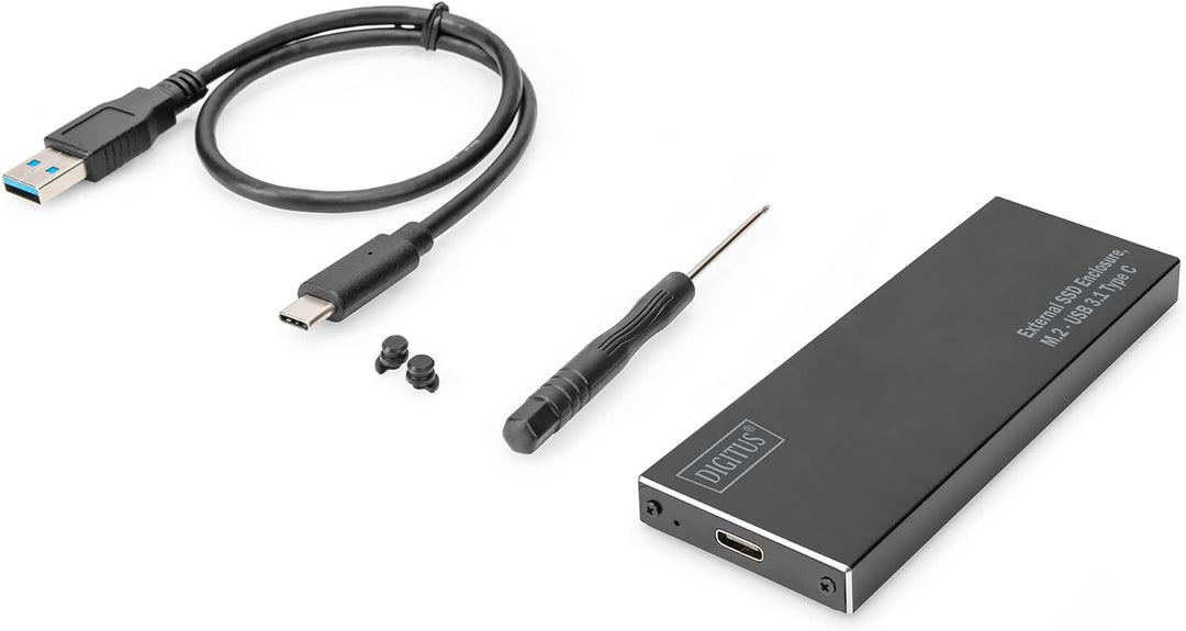 DIGITUS - DA-71115 - Festplattengehäuse SSD - M.2 - USB 3.1 Typ-C - SATA III - schwarz, M.2 - USB 3.
