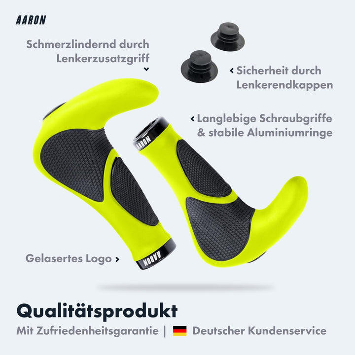 AARON Horn Lenker Griffe mit Gel Dämpfung, ergonomische Lenkerhörner aus rutschfestem Gummi, Fahrrad