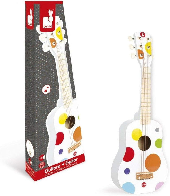 Janod - Confetti Holz-Gitarre, Musikinstrument für Kinder, Spielzeugnachbildung und Spielzeug für mu