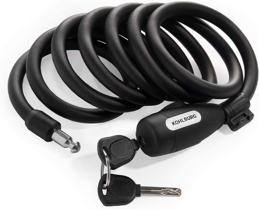 KOHLBURG Kabelschloss 200 cm lang - einfach ohne Schlüssel abschliessbar - Schloss für Fahrrad mit H