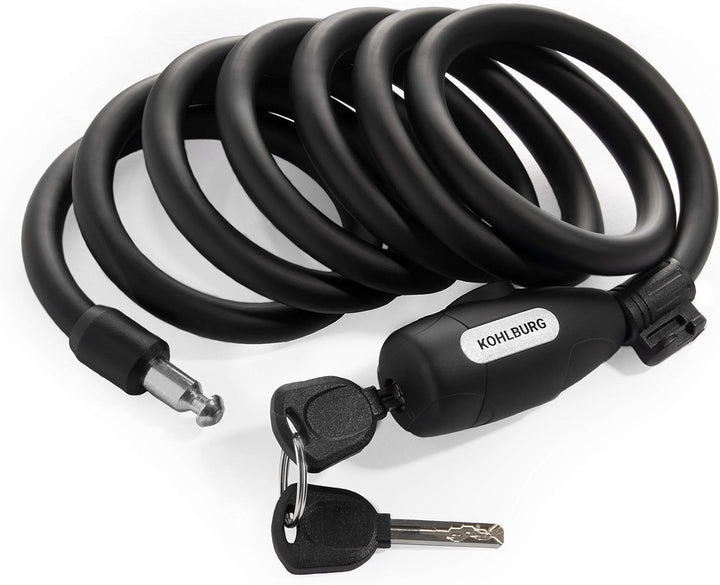 KOHLBURG Kabelschloss 200 cm lang - einfach ohne Schlüssel abschliessbar - Schloss für Fahrrad mit H