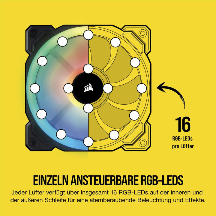 Corsair PWM-Lüfter RGB, Schwarz, 1 x 120 mm Lüfter Einzelpackung, Einzelpackung