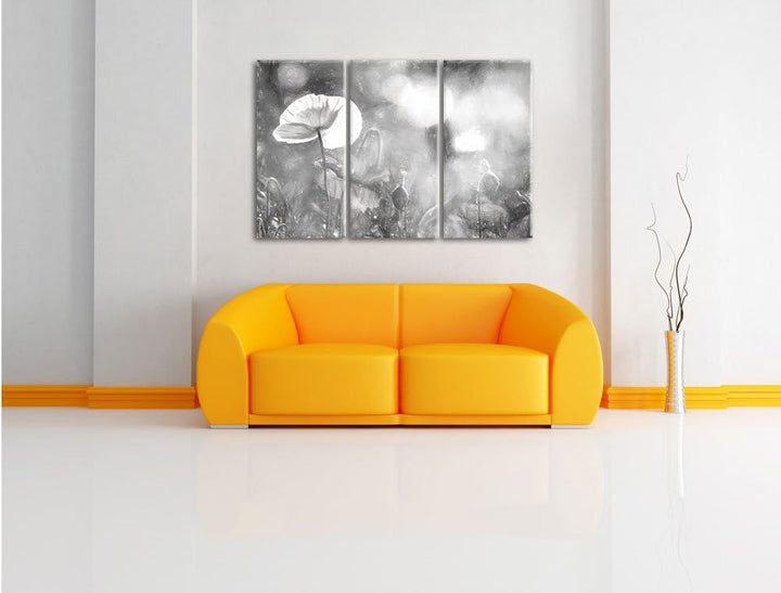 Pixxprint Kalifornischer Mohn im Frühling / 3-Teilig/Gesamtmass 120cm Leinwandbild bespannt auf Holz