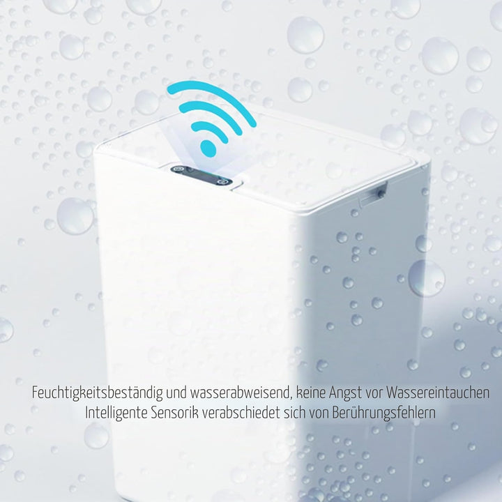 15L Badezimmer Mülleimer mit Deckel,Automatischer Sensor Mülleimer aus Kunststoff,IPX5 Wasserdichter