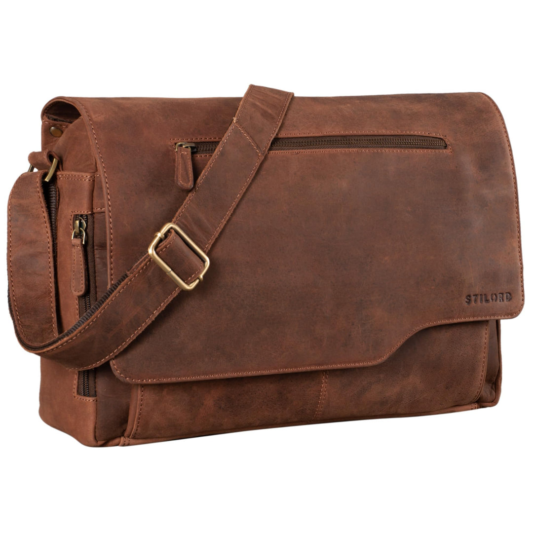 STILORD 'Marvin' Ledertasche Umhängetasche Modernes Vintage Design 15.6 Zoll Laptoptasche grosse Uni