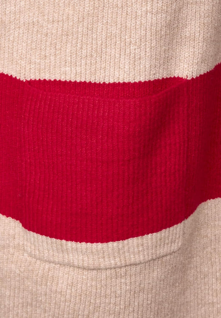 Cecil Damen TOS_Cosy Structured Block Stripe Strickjacke mit Blocksteifen XL Casual Red Melange, XL
