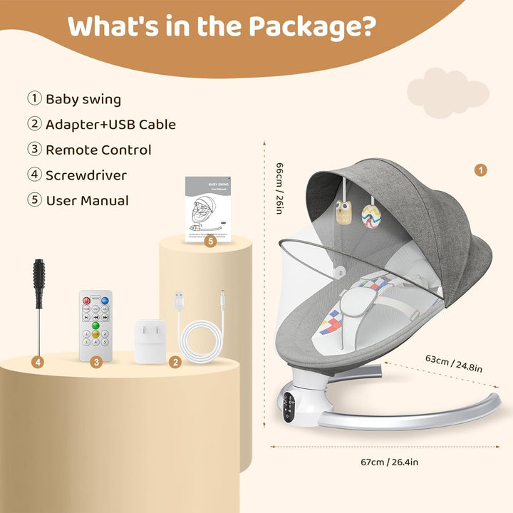 Babywippe, Babyschaukel Elektrisch mit Kabel und mit Bluetooth, Elektronisch Baby Schaukelsitz Babyw