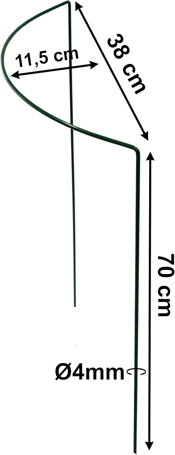 20 STÜCK Pflanzenstütze Staudenstütze halbrund Grau - Ø 38 cm - 70 cm hoch aus 4mm kunststoffummante