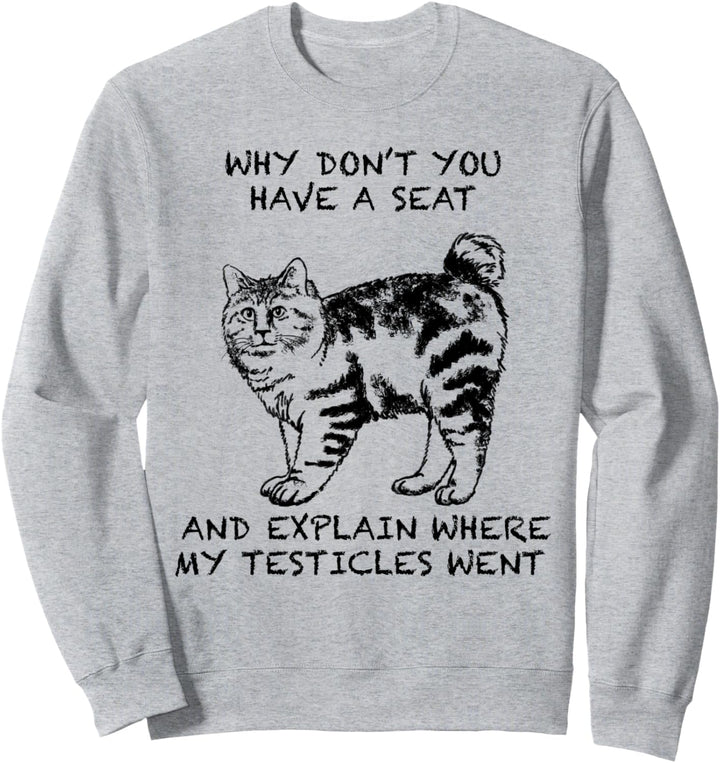 Bobtail Lustige Katze Zitat Hand gezeichnete Kunst Sweatshirt