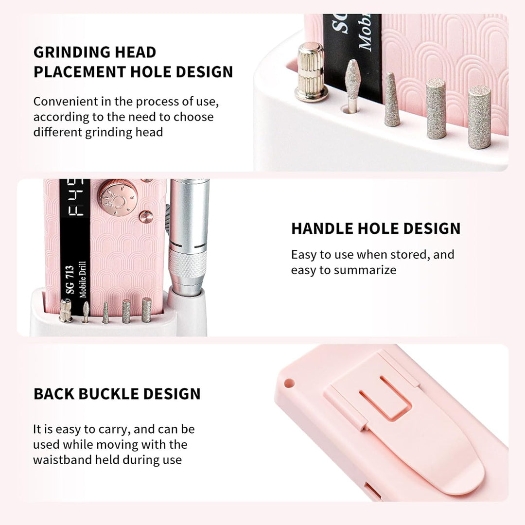 Elektrischer Nagelfräser Professionell, 45000 U/min,Tragbare Nagelfeile für Acrylnägel Gelnägel, mit
