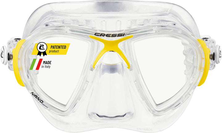 Cressi Herren Nano Taucherbrille UNI Transparent/Gelb, UNI Transparent/Gelb