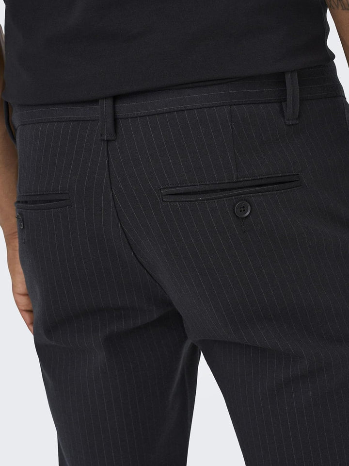 ONLY & SONS Male Chino Hose ONSMARK Pant Stripe GW 3727 NOOS 28W / 30L Schwarz (Black), 28W / 30L Sc