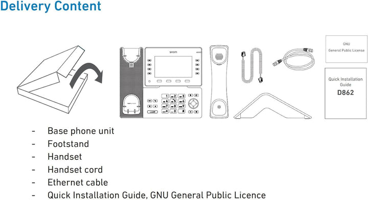 Snom D865 IP Telefon, SIP Tischtelefon, 5" IPS-Farbdisplay 1280 x 720 Pixel, 12 SIP-Identitäten, 10