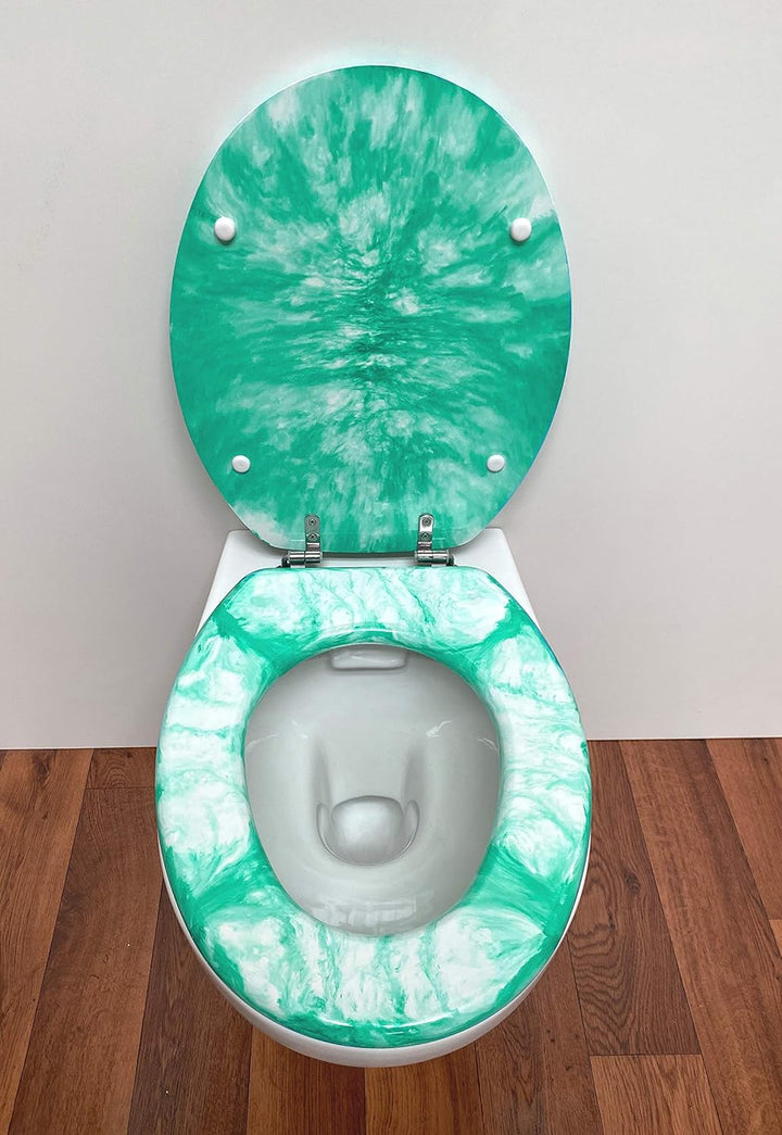 ADOB Toilettensitz, WC Sitz Klobrille Marmor grün, Edelstahlscharniere, Grün, Marmor Grün