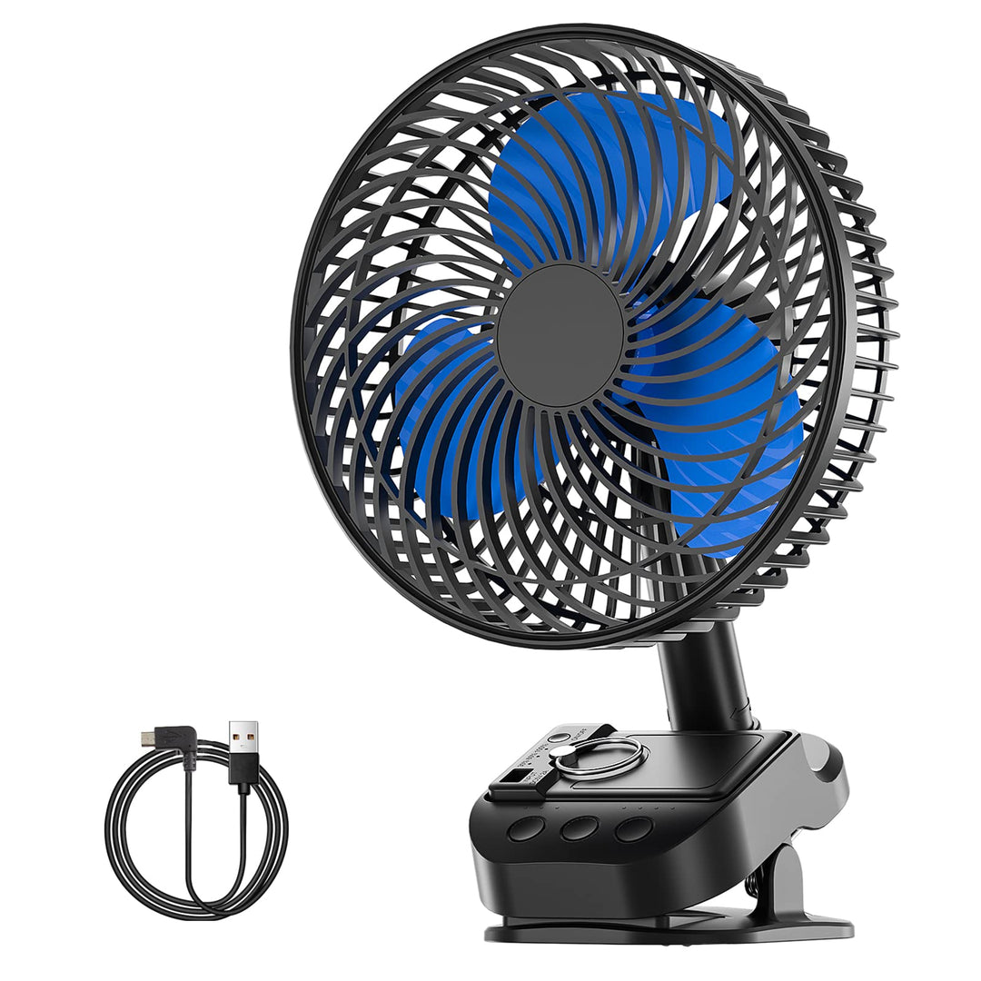 ATEngeus 4 in 1 USB Ventilator, 8'' Clip Ventilator, 10000 mAh Tischventilator, 5-Gang Camping Venti
