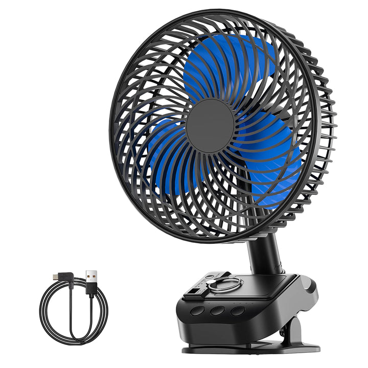 ATEngeus 4 in 1 USB Ventilator, 8'' Clip Ventilator, 10000 mAh Tischventilator, 5-Gang Camping Venti