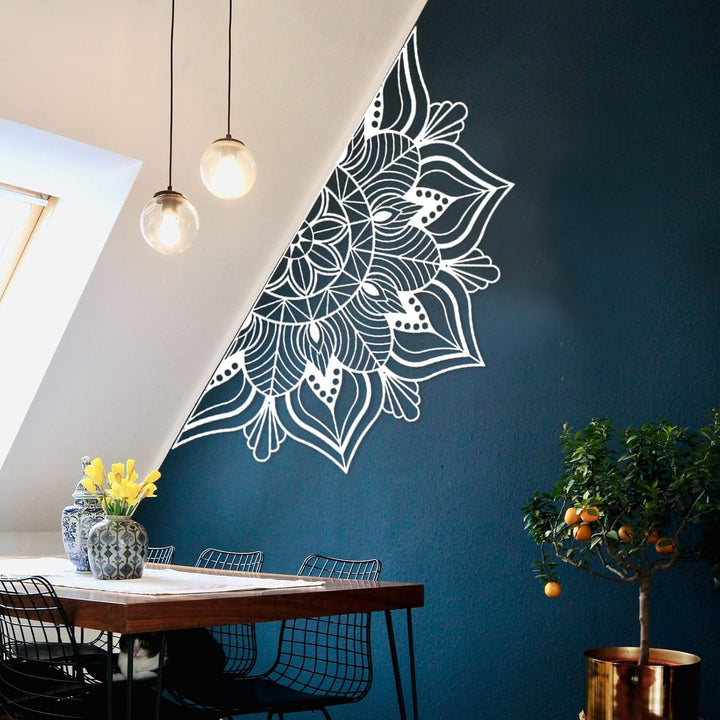 ESTART Grosse Metall-Mandala-Wanddekoration, einzigartige Lotusblumen-Wandkunst für Zuhause Schlafzi