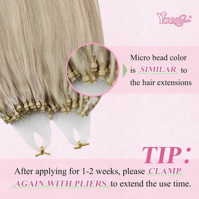 YoungSee Extensions Echthaar Microring Blond Microring Extensions Echthaar 55cm Micro Loop Extension