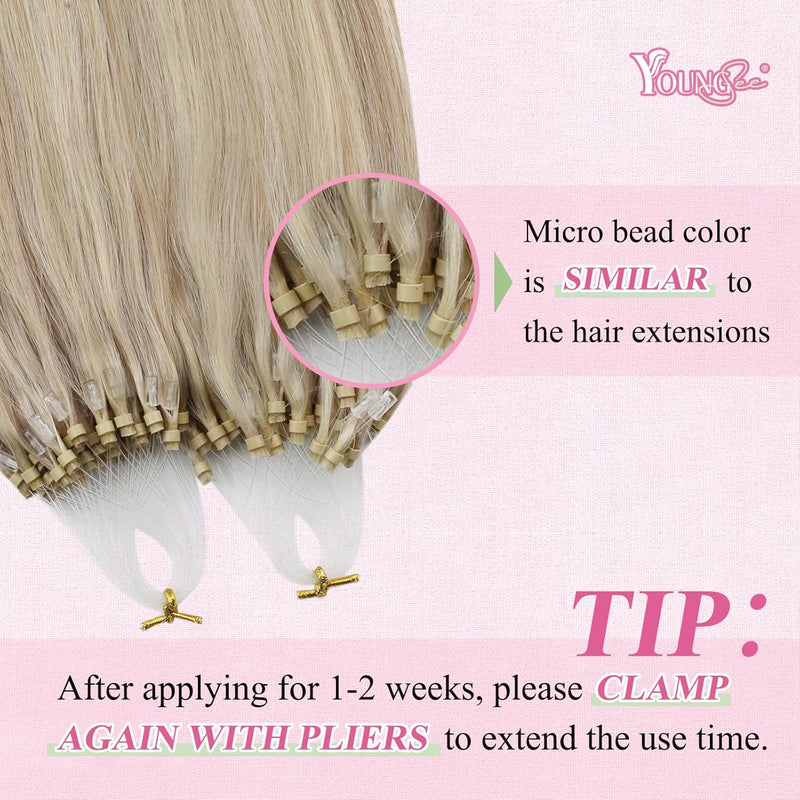 YoungSee Extensions Echthaar Microring Blond Microring Extensions Echthaar 55cm Micro Loop Extension