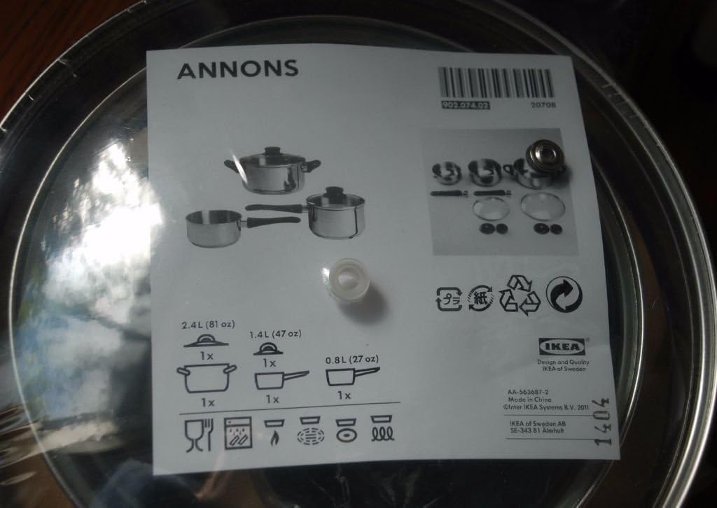 Ikea 5-Tlg. Kochtopfset "Annons" NEU mit Glasdeckel Induktion Edelstahl 1, 1