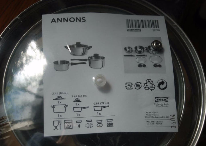 Ikea 5-Tlg. Kochtopfset "Annons" NEU mit Glasdeckel Induktion Edelstahl 1, 1
