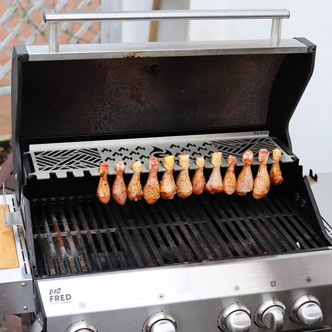 Grillrost.com Das Original Edelstahl Multistation | Warmhalterost für Burnhard Big Fred | mit Drumst