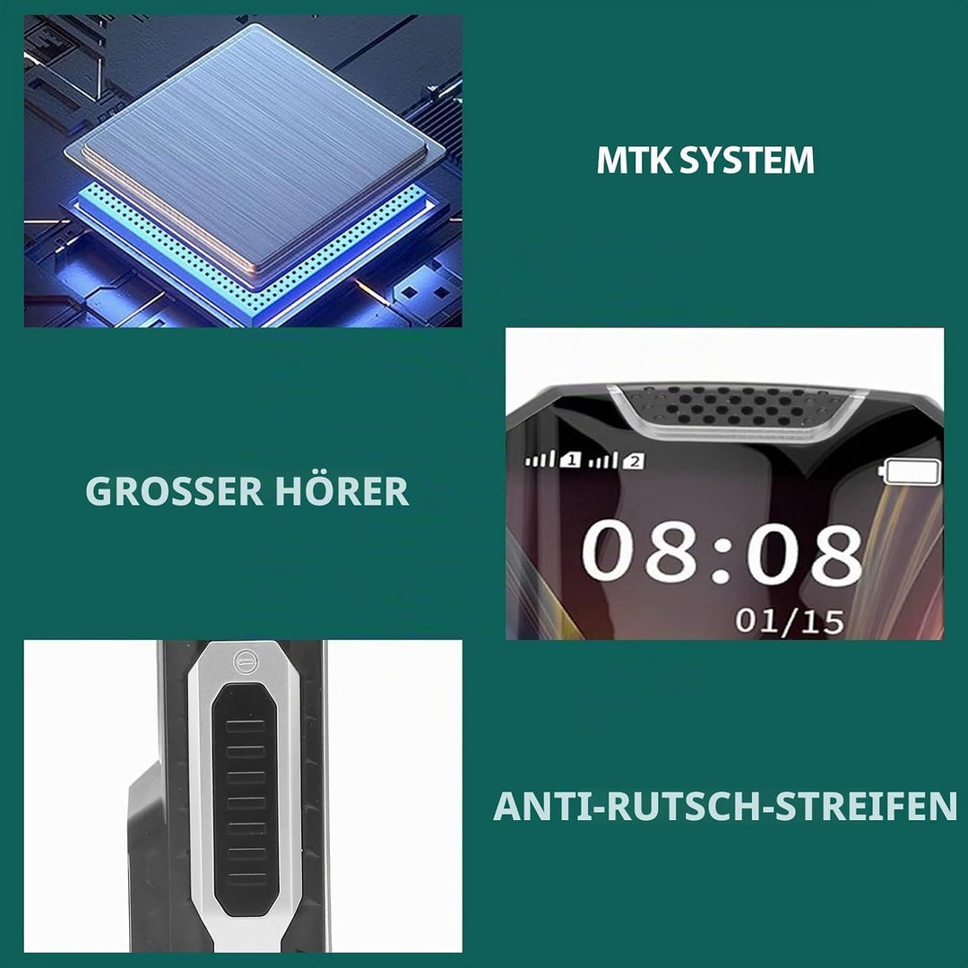 Entsperrtes Mobiltelefon mit Grossen Tasten, SOS-Notfallhilfe, Stereo-Klangqualität, Dual-SIM-Karten