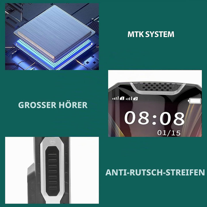 Entsperrtes Mobiltelefon mit Grossen Tasten, SOS-Notfallhilfe, Stereo-Klangqualität, Dual-SIM-Karten