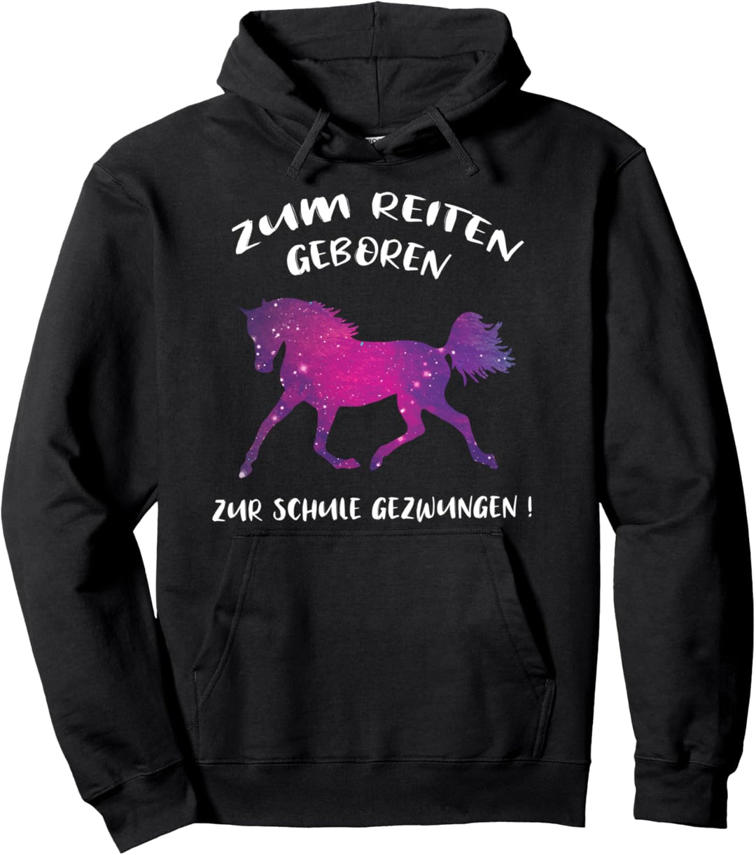 Zum Reiten Geboren Zur Schule Gezwungen Pferdefan Pullover Hoodie