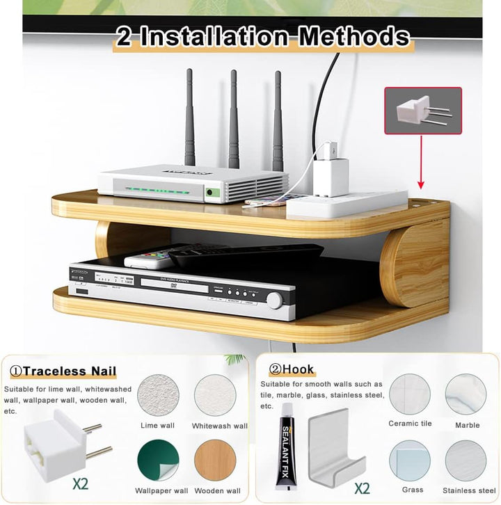 Hggzeg WiFi Router Aufbewahrungsbox Schwebende Regale TV Set-Top-Rack, Wandmontage mehrschichtige Ka