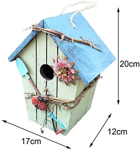 Handbemaltes Vogelhaus, Hängende Vogelhaus-Gartendekoration für den Aussenbereich mit Metalldach und
