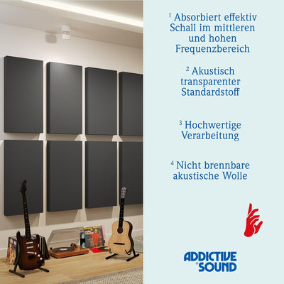 Addictive Sound Schalldämmung Wand 100x50x11cm Standard - Akustikpaneele Wand - Schallabsorber Wand