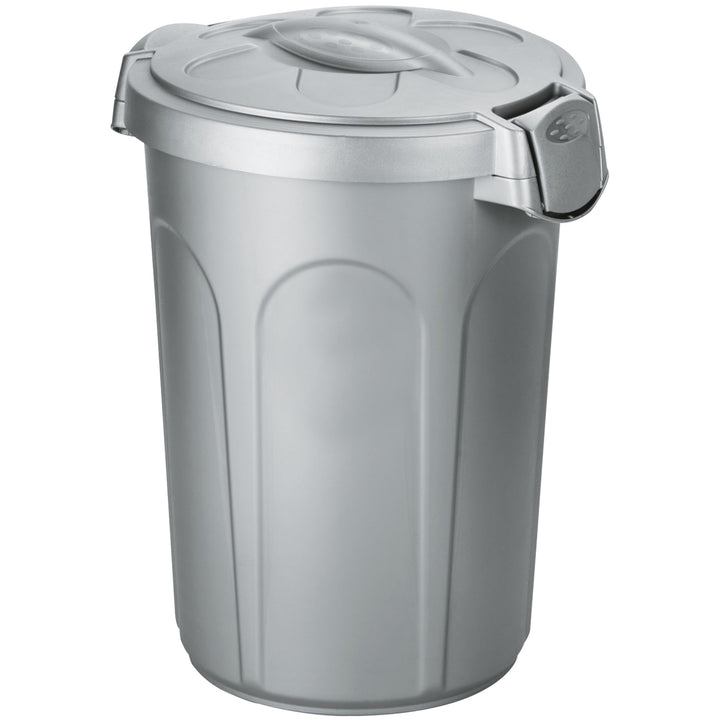 Hummelladen Mülltonne Futtertonne mit verschliessbarem Deckel Silber - 23 Liter Windeleimer Müllbehä