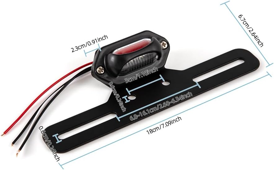 Motorrad Rücklicht LED mit Halterung Motorradrücklicht Bremslicht Kennzeichenbeleuchtung E-geprüft R